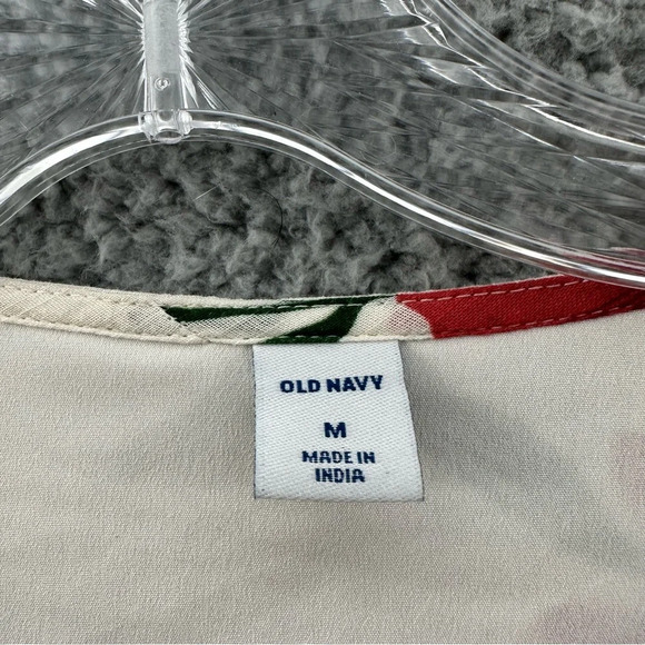 Old Navy Short Sleeve Bell Sleeve Wrap Front Dress White Floral Women's Medium - Picture 5 of 10